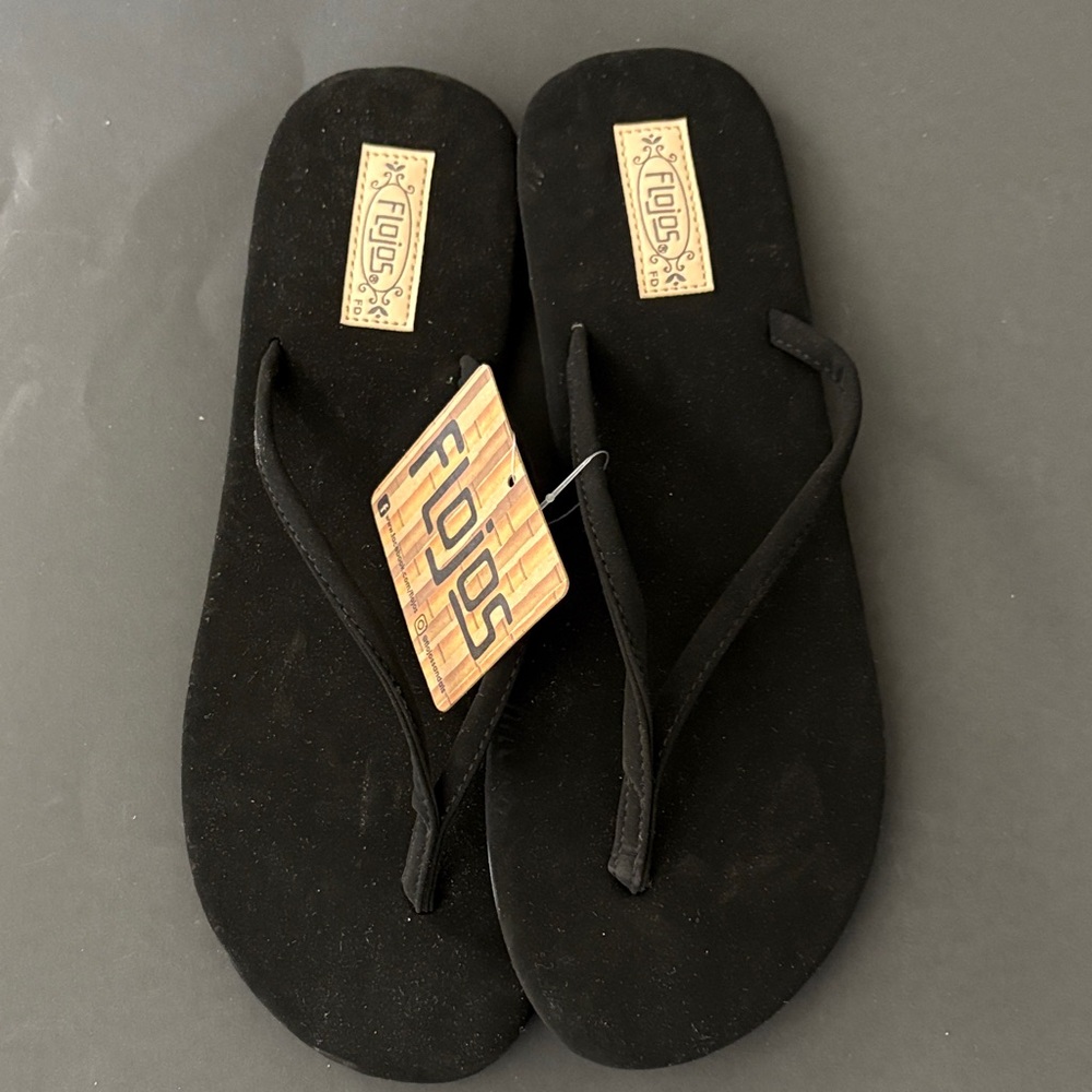Flojos Black Flip Flops - Picture 3 of 4